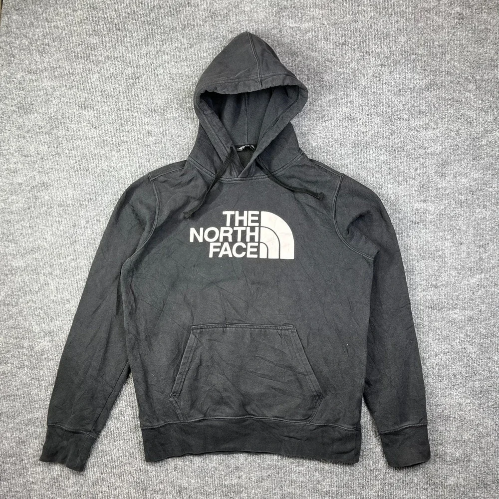 The‎ North Face Hoodie Mens Small Black Fleece Lined Half Dome Logo Athleisure